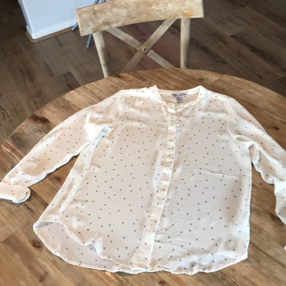 White black heart chiffon tunic, size 8 - Picture 2 of 4